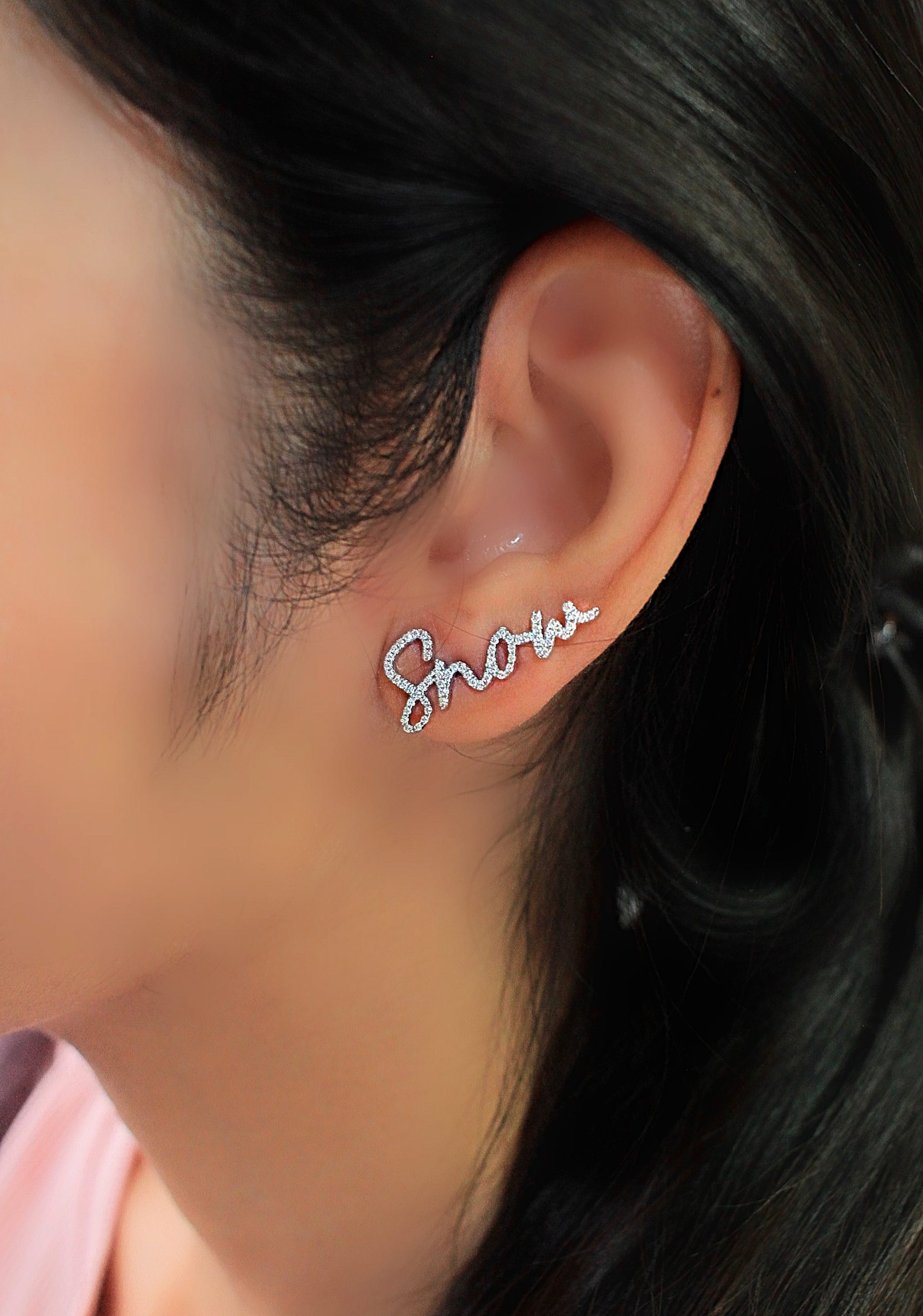 ต่างหูเพชรตัวอักษร (Make to oder)