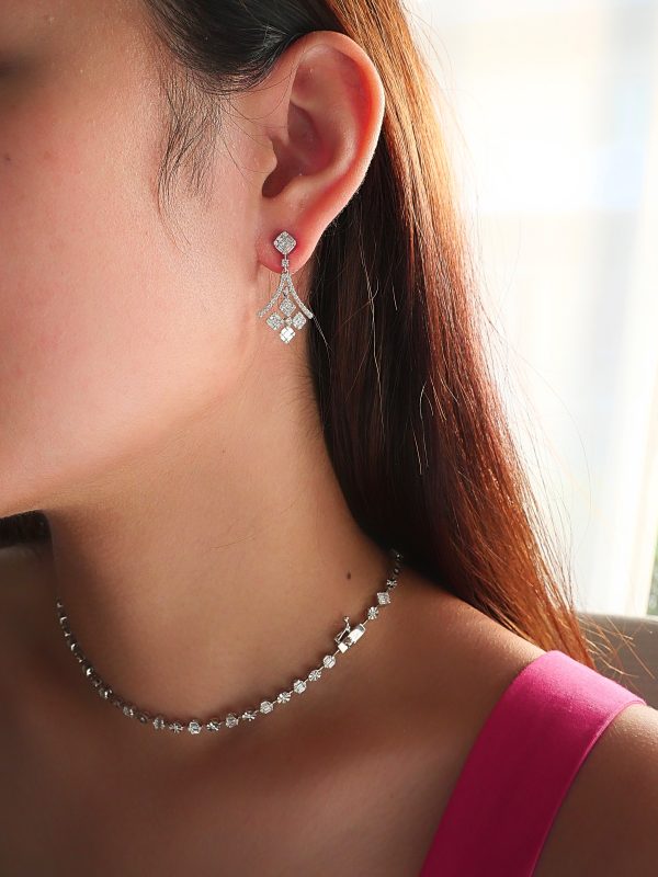 ต่างหูเพชร Illusion Asscher Diamond - Image 3