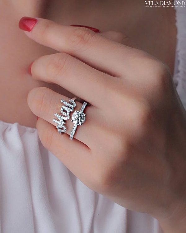 Custom Initial Diamond Ring - Image 5