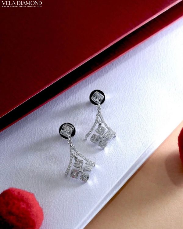 ต่างหูเพชร Illusion Asscher Diamond - Image 4