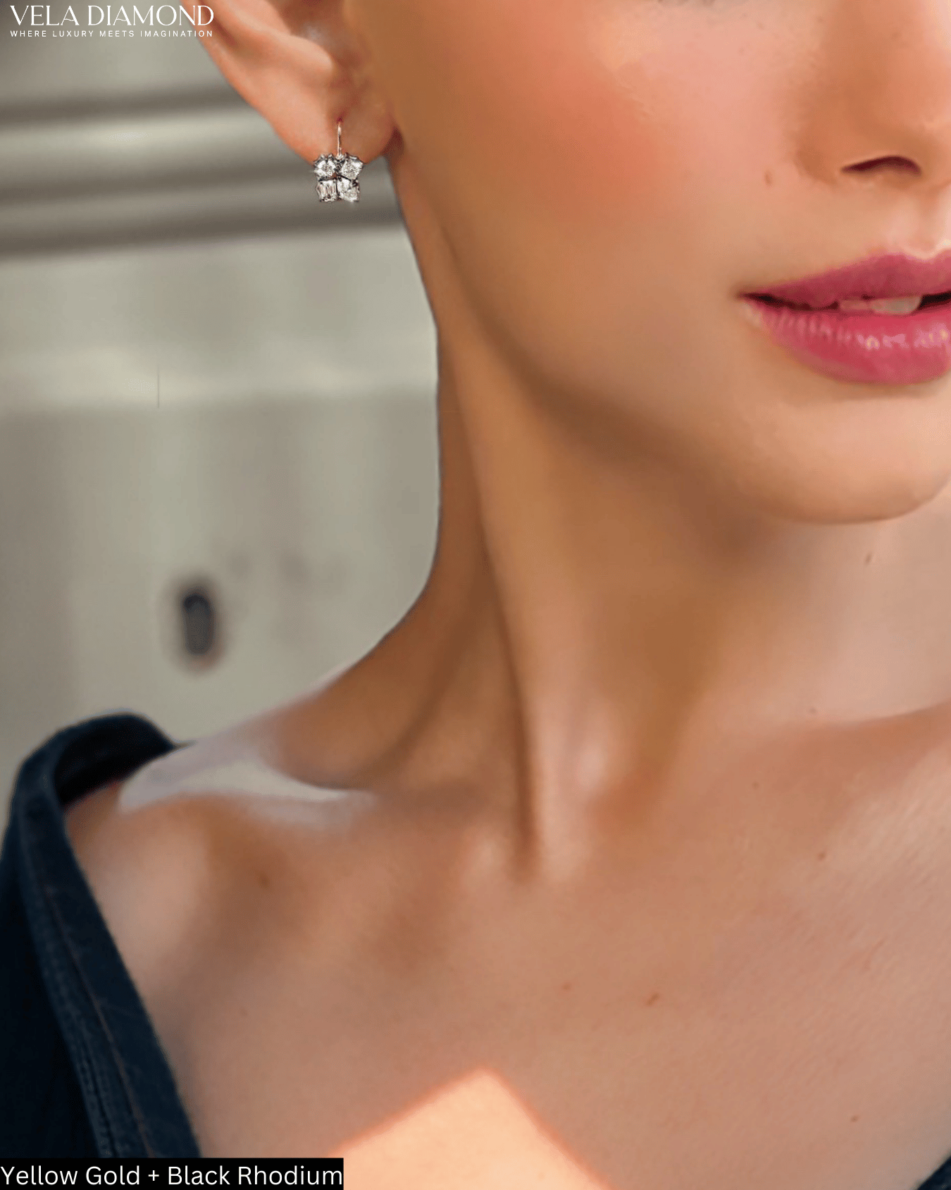 ต่างหูเพชร Vela Noir & Blanc — Casual Look - Image 2