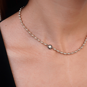 สร้อยคอ  Vela Yellow Gold & Black Rhodium Necklace