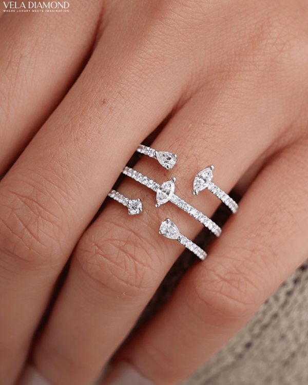 แหวนเพชร Marquise & Pear Flowing Diamond Ring - Image 2