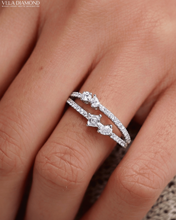 แหวน Asscher & Pear Diamond Ring - Image 3