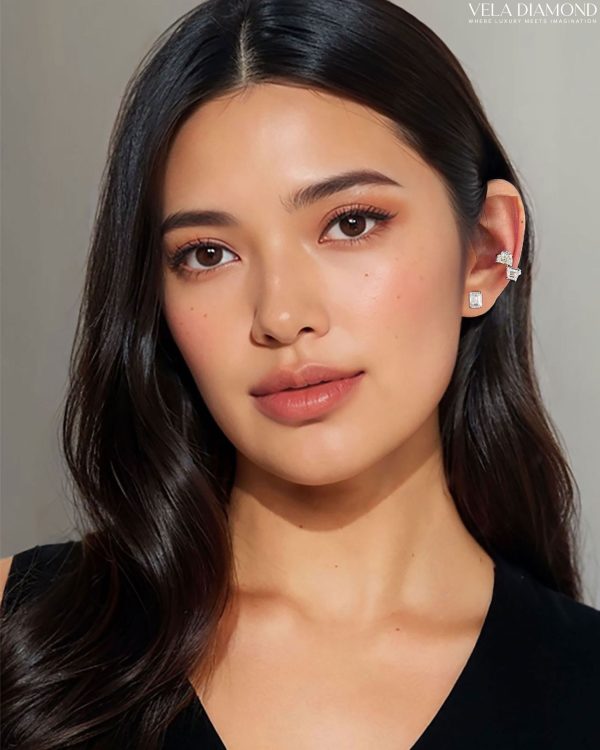 The Art of Diamond Cut  — Half Moon & Trapezoid Earcuff - Image 2