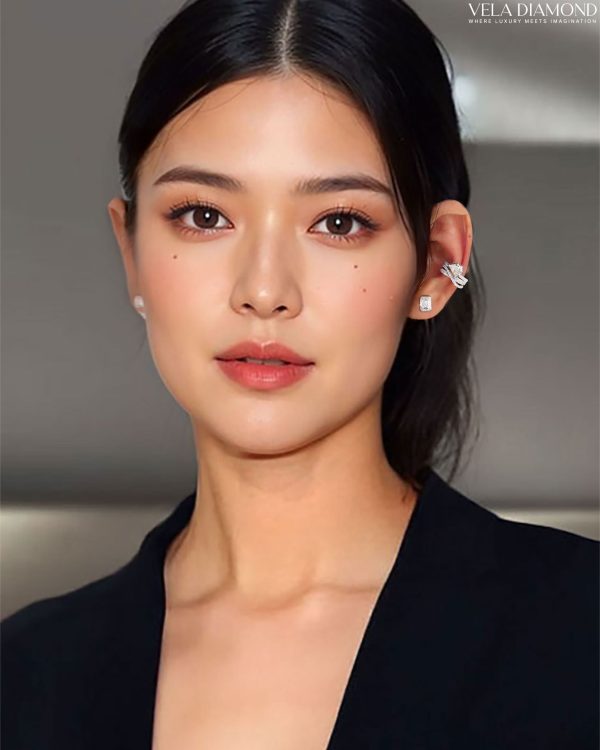 The Art of Diamond Cut  —  Half Moon Diamond Earcuff - Image 2