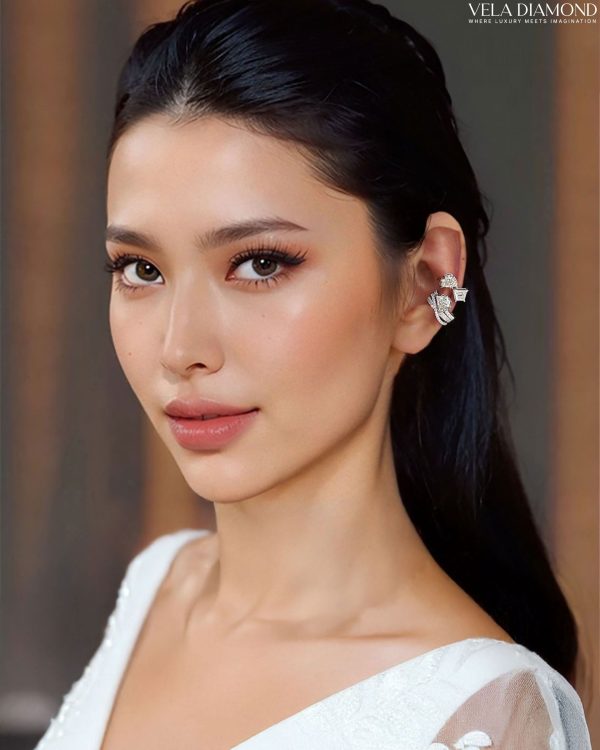 The Art of Diamond Cut  —  Half Moon Diamond Earcuff - Image 3