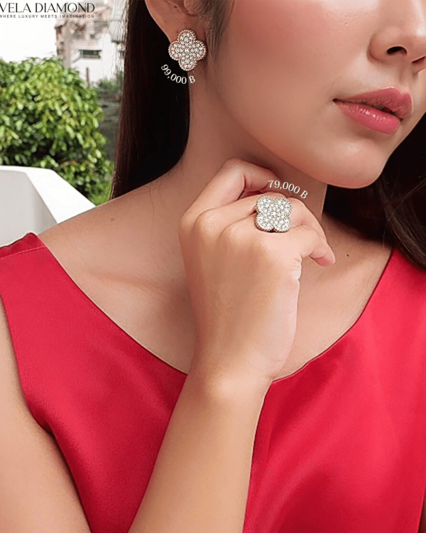 แหวน Clover Bloom Diamond Ring – Pink Gold - Image 4