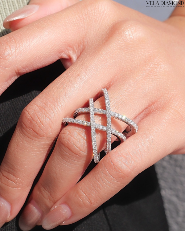 Vela Double Cross Diamond Ring - Image 3