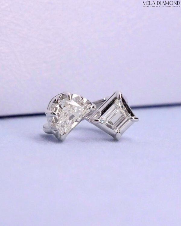 The Art of Diamond Cut  — Half Moon & Trapezoid Earcuff