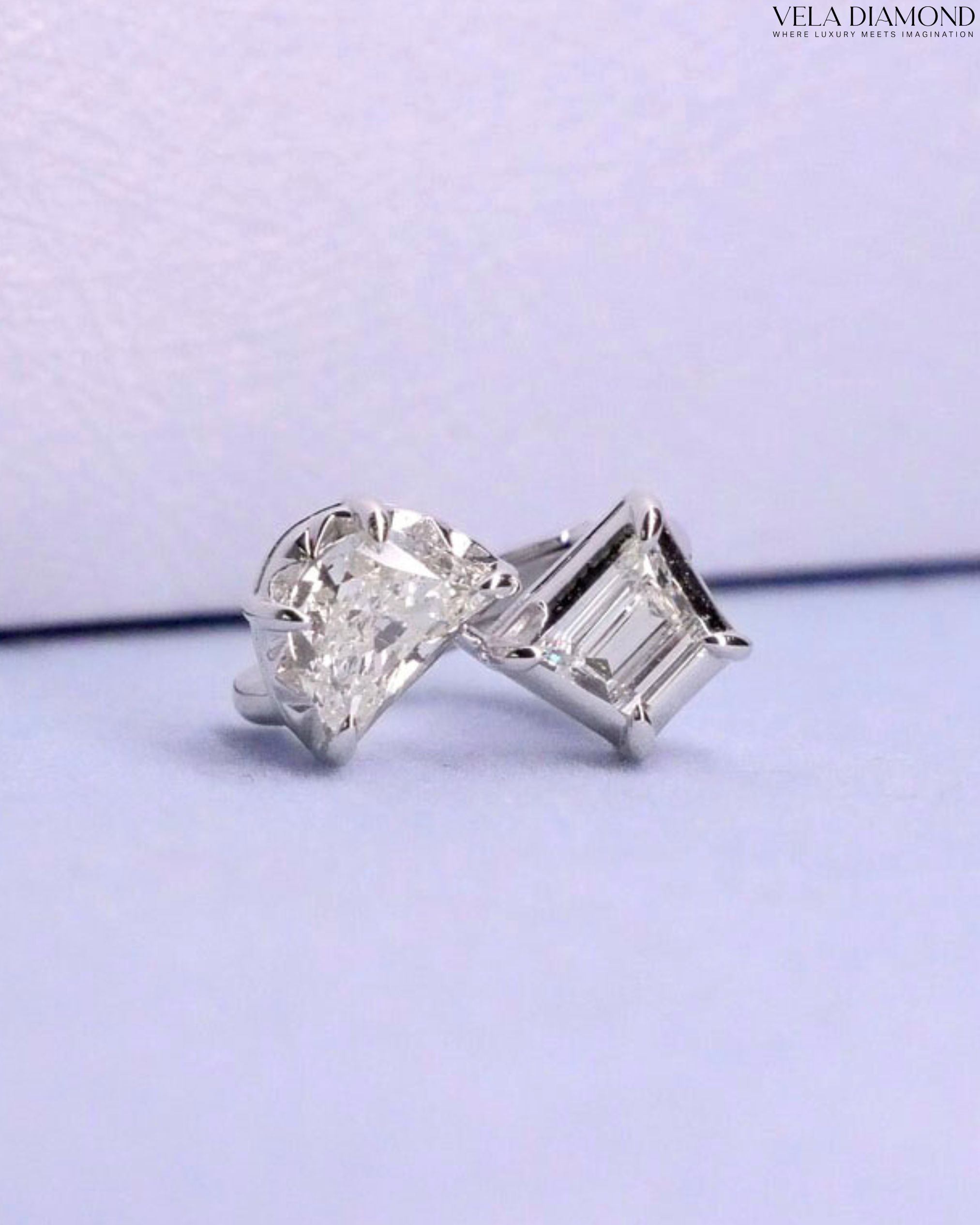 The Art of Diamond Cut  — Half Moon & Trapezoid Earcuff