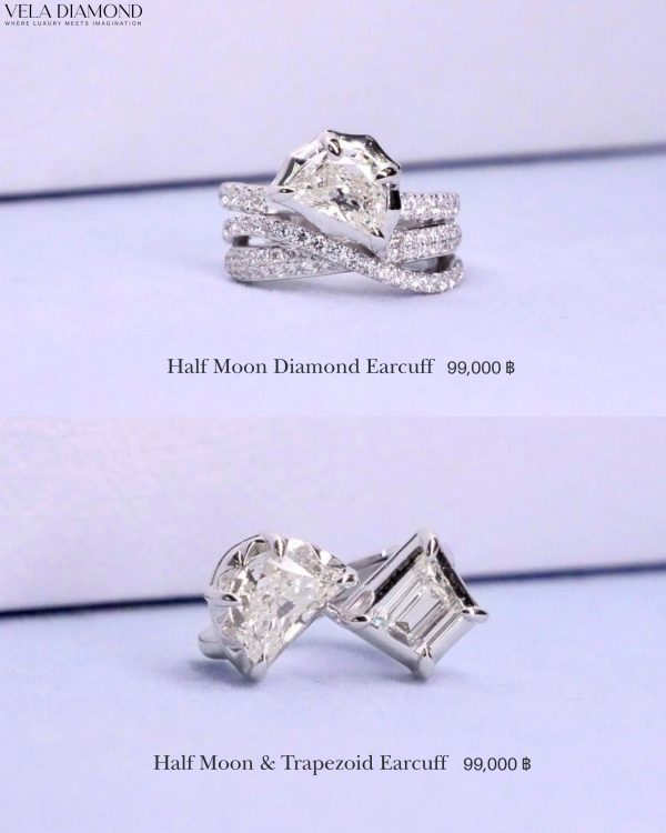 The Art of Diamond Cut  — Half Moon & Trapezoid Earcuff - Image 4