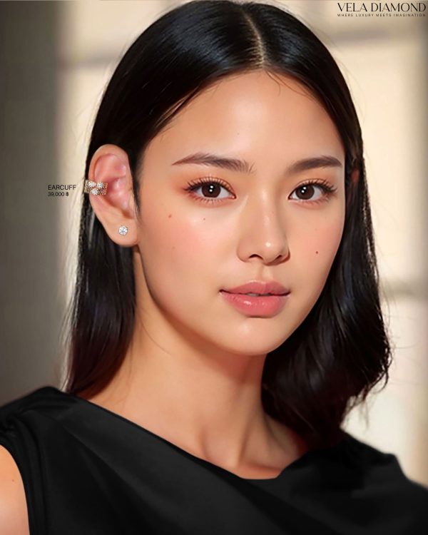 Golden Filigree Diamond Earcuff - Image 3