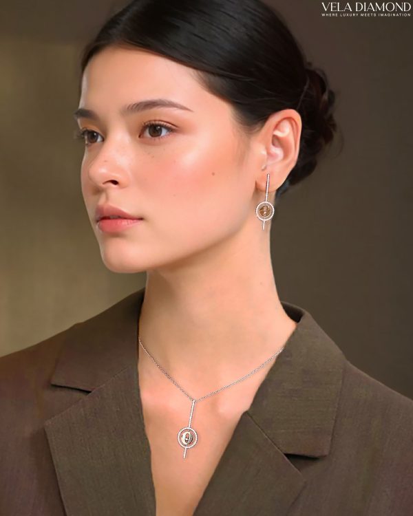 ต่างหูเพชร Vela Radiant Circle Drop - Image 3