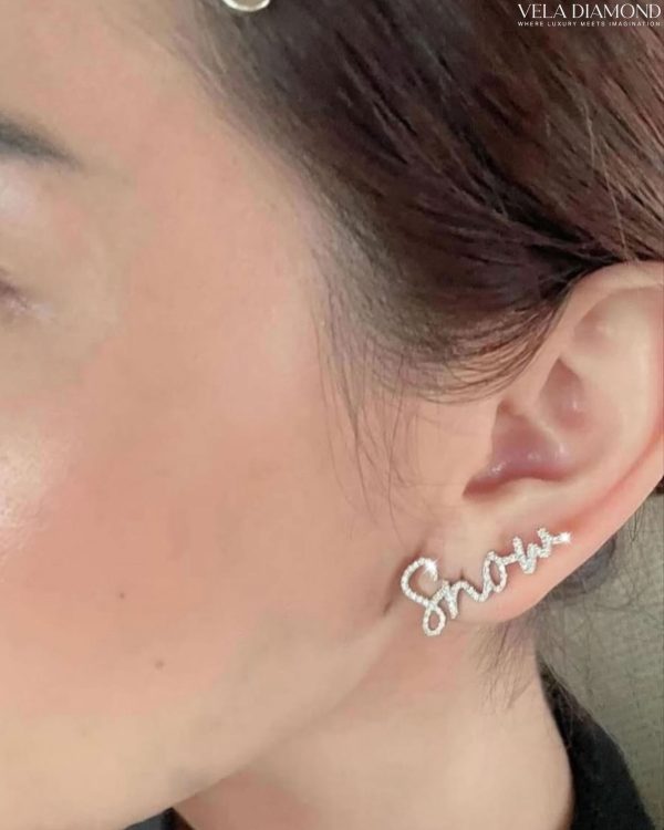 ต่างหูเพชร Custom Initial Diamond Earrings - Image 2