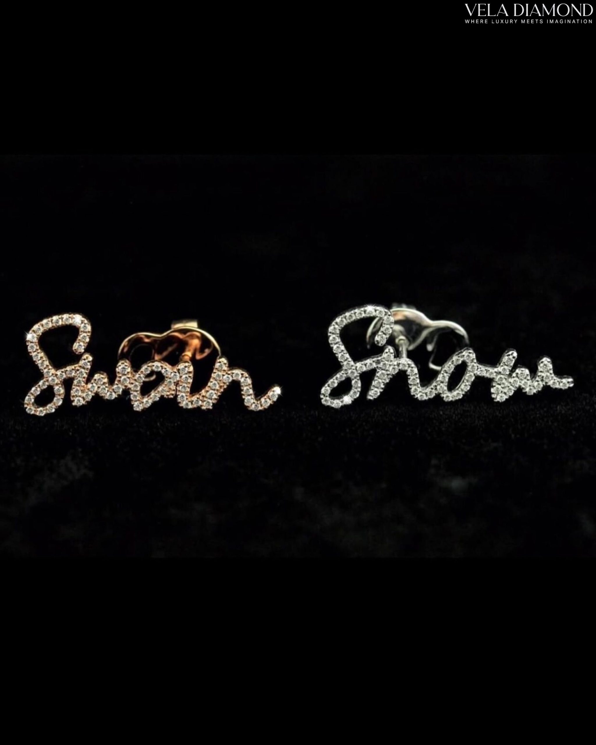 ต่างหูเพชร Custom Initial Diamond Earrings