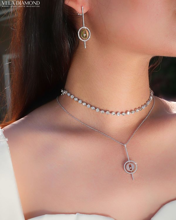 ต่างหูเพชร Vela Radiant Circle Drop - Image 2