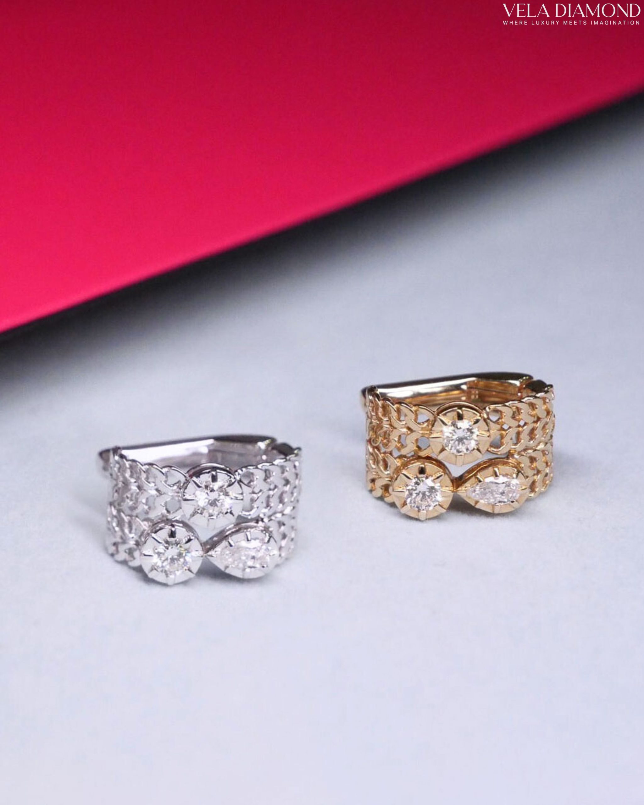 Golden Filigree Diamond Earcuff