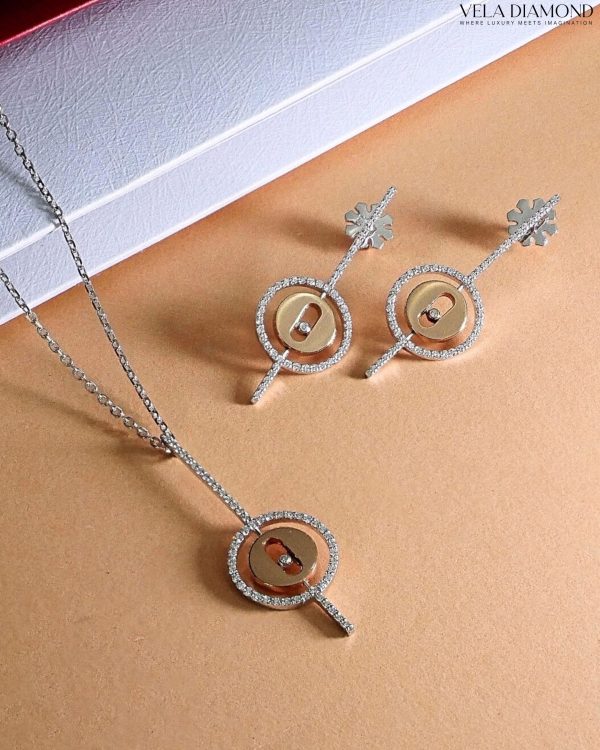 ต่างหูเพชร Vela Radiant Circle Drop - Image 4