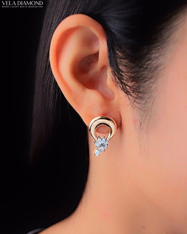 ต่างหูเพชร Fancy Floral Diamond Earrings - Image 3