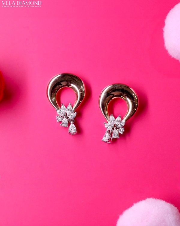 ต่างหูเพชร Fancy Floral Diamond Earrings