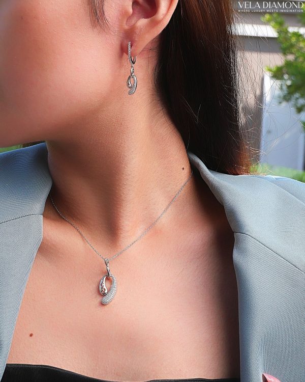 ต่างหูเพชร Curve Drop Earrings - Image 2