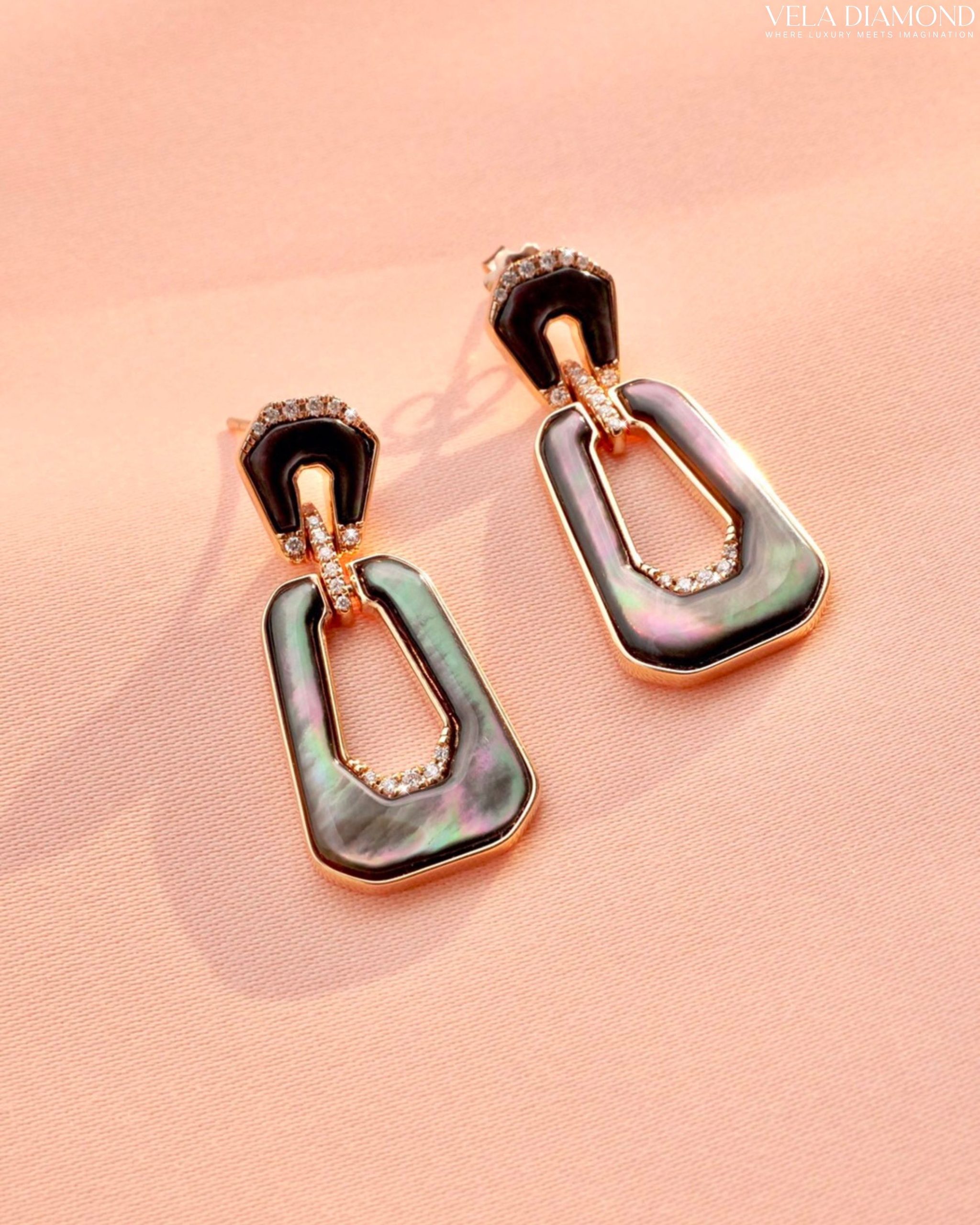 ต่างหูVela Trésor Moderne (Black Pearl&Diamond)
