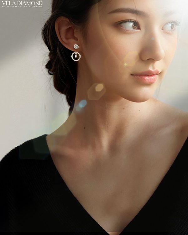 Vela Stud+Marquise Back Earrings (Made to Order) - Image 2