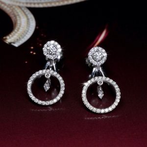 ต่างหูเพชร Stud+Marquise Back Earrings (Made to Order)