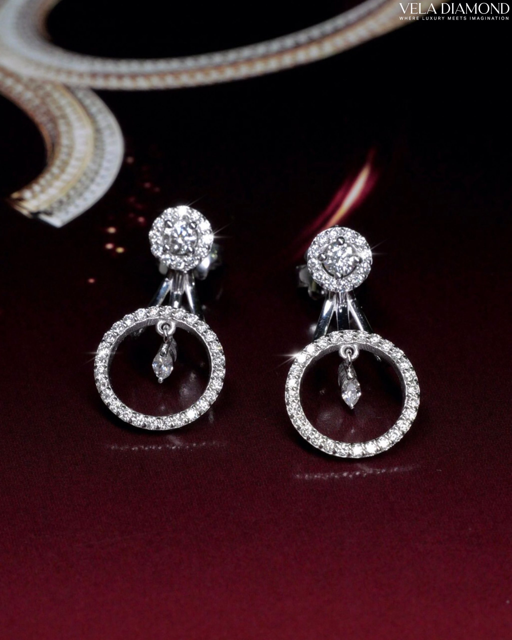 ต่างหูเพชร Stud+Marquise Back Earrings (Made to Order)
