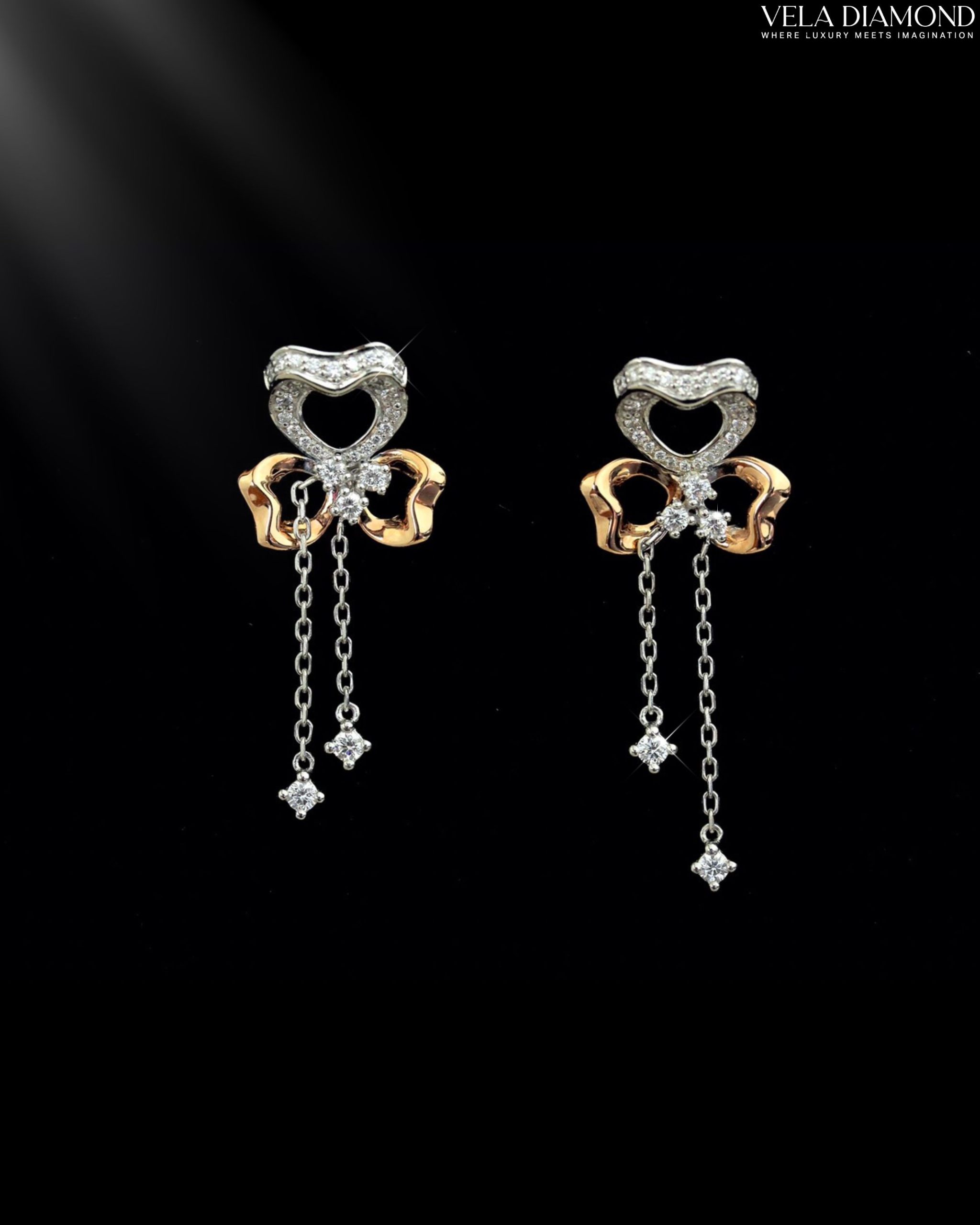 ต่างหูเพชร Rosé Drop Sparkle Earrings