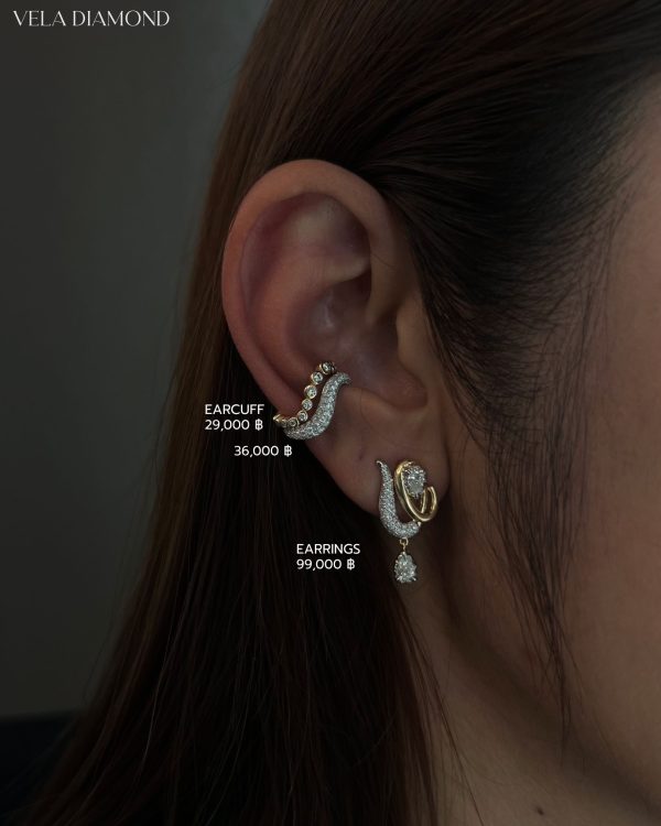 ต่างหูเพชร Adorn Two-Tone Short Drop Earrings — Adorn Collection - Image 5