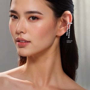 Double Draped Diamond Earcuff — Party Look