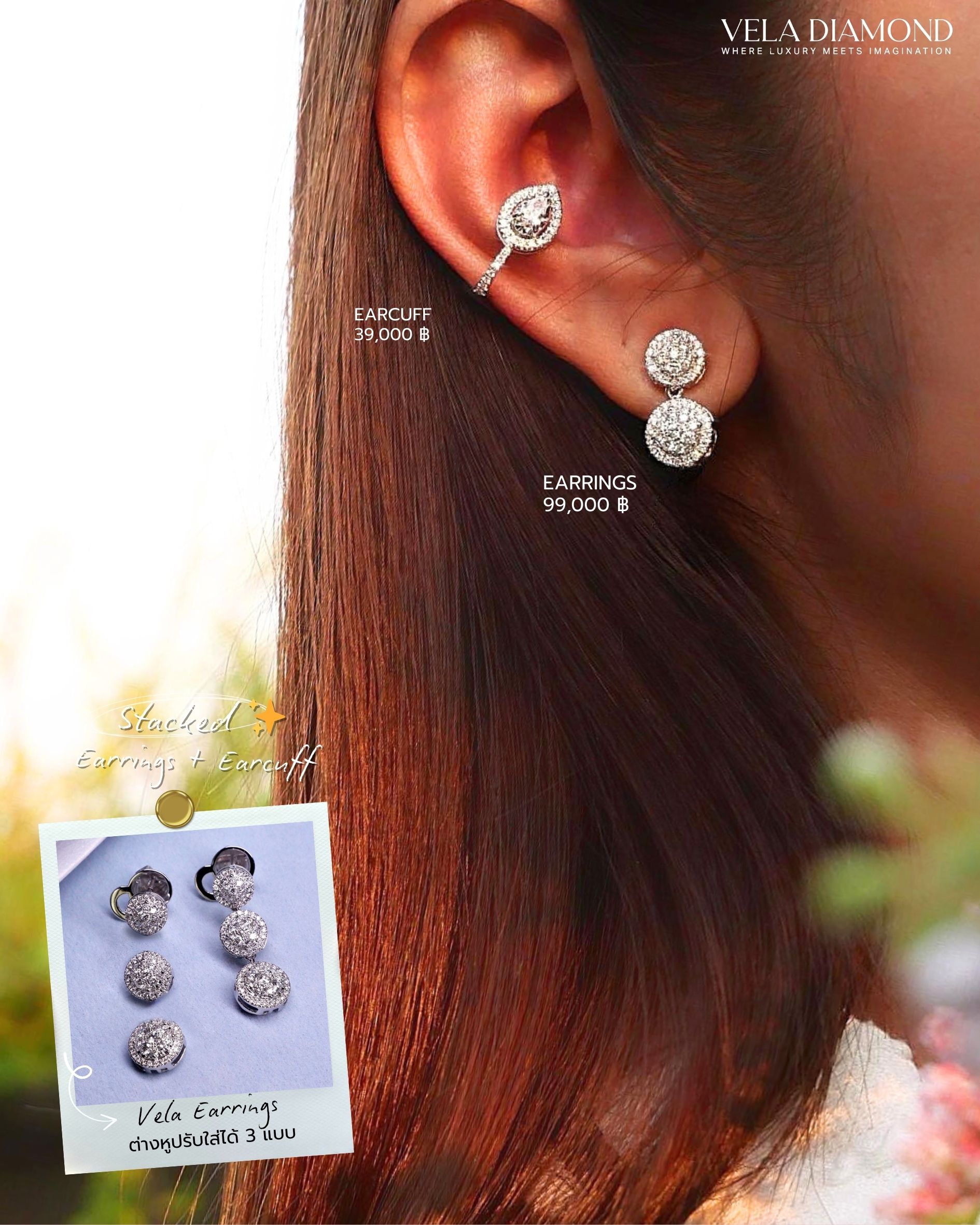 Vela Pear Diamond Earcuff - Image 3